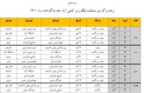 برنامه لیگ کشتی آزاد سال 1401